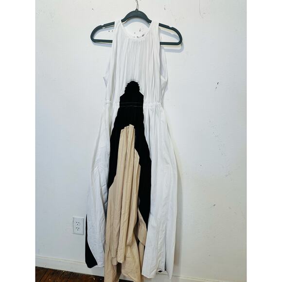 BIBHU MOHAPATRA x RTR Black White Colorblock Pleated Crewneck Flowy Dress Size 4 - Picture 5 of 16